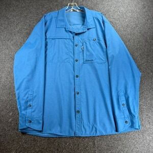 Simms Fishing Shirt Long Sleeve Blue XXL Pockets Button  Mens Outdoor Breathable